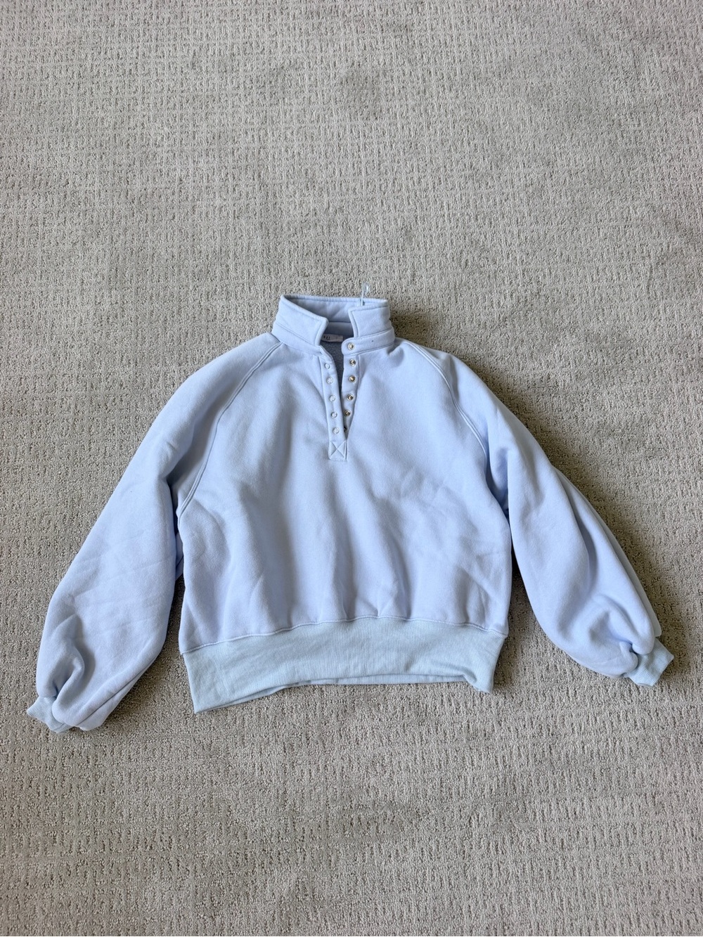 Light Blue Snap-Front Pullover Sweater